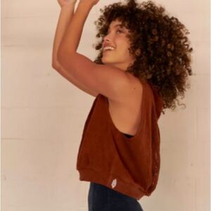 Free People Brown Sleeveless Mesh Top